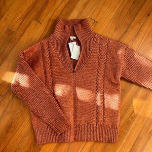 NWT Turtleneck Quarter-Zip Sweater | Skies Are Blue - Boutique | Size M | Rust